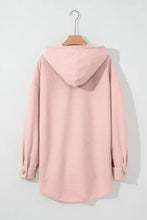 Waffle Knit Plaid Patchwork Drawstring Hooded Shacket Woman Outerwear