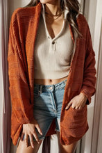 Open Front Textured Cardigan with Pockets Caramel Woman Outerwear