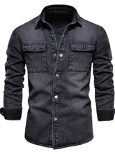 Men's Button Down Chest Pocket Denim Jacket Woman Denim Tops