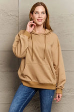 Full Size Long Sleeve Dropped Shoulder Hoodie Camel Woman Sweatshirts