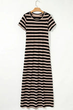 Stripe Casual Round Neck Tee Dress with Pockets Casual Dresses