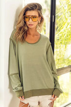 BiBi Waffle Knit Contrast Trim Long Sleeve T-Shirt Woman T Shirts