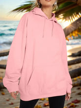 Drawstring Dropped Shoulder Hoodie Blush Pink Woman Sweatshirts