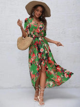 Printed Surplice Short Sleeve Maxi Dress Woman Maxi Dress