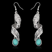 Alloy Leaf Artificial Turquoise Earrings Silver One Size Earrings