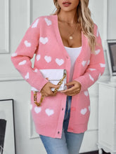Heart V-Neck Button Up Long Sleeve Cardigan Woman Outerwear