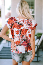 Floral Round Neck Short Sleeve Top Woman Blouses