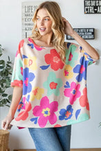 HOPELY Floral Waffle Oversize T-Shirt Woman T Shirts