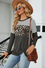 Leopard Striped Round Neck T-Shirt Woman T Shirts