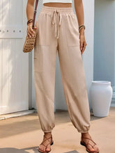Perfee Elastic Waist Joggers with Pockets Woman Pants