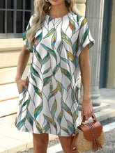 Printed Round Neck Short Sleeve Mini Dress Casual Dresses