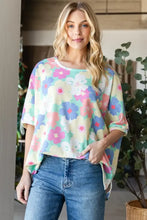 HOPELY Floral Waffle Oversized T-Shirt Mint Yellow Floral Woman T Shirts