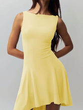 High-Low Round Neck Sleeveless Dress Woman Casual Dress