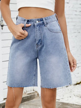 Washed Raw Hem Denim Shorts Denim Shorts