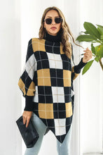 Plaid Turtleneck Dolman Sleeve Poncho Woman Poncho