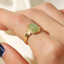 Vintage Natural Stone Gold Plated Adjustable Ring Fashion Jewelry
