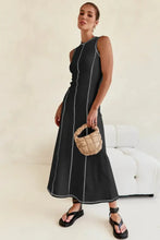 Contrast Stitching Maxi Tank Dress Woman Maxi Dress