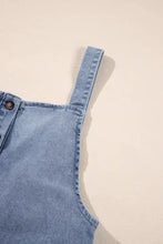 Wide Strap Denim Overalls with Pockets Denim Overalls
