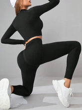 Mock Neck Long Sleeve Top and Leggings Active Set Woman Activewear