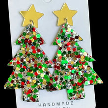 Christmas Tree Acrylic Dangle Earrings Green One Size Earrings