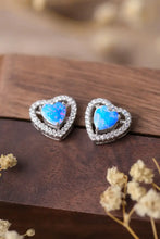 925 Sterling Silver Opal Heart Stud Earrings Sky Blue One Size Earrings