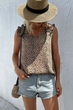 Perfee Leopard Frill Trim V-Neck Tank Tanks & Camis