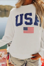 US Flag Corded Long Sleeve Sweatshirt Woman Sweatshirts