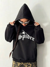 SPIDER Long Sleeve Hoodie with Kangaroo Pocket Woman Sweatshirts