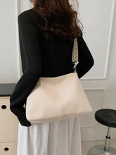 PU Leather Geometric Pattern Strap Shoulder Bag Ivory One Size Shoulder Bags