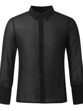 Men's Full Size Collared Neck Long Sleeve Shirt Plus Size Mens Tops