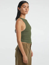 Halter Neck Ribbed Cropped Top Tanks & Camis