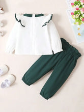 Children's Contrast Ruffled Top and Pants Set Kids Sets