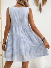 Plaid Round Neck Sleeveless Mini Dress Casual Dresses
