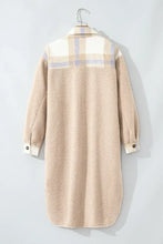 Slit Plaid Button Down Long Sleeve Coat Woman Outerwear