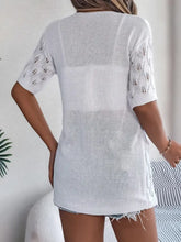 Openwork Open Front Short Sleeve Cardigan Woman Outerwear