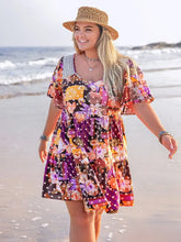Plus Size Printed Round Neck Short Sleeve Dress Casual Dresses