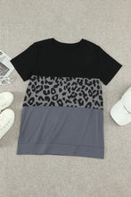 Leopard Print Color Block Short Sleeve T-Shirt Woman T Shirts