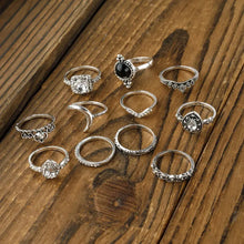 Alloy Synthetic Crystal 11-Piece Ring Set Fashion Jewelry