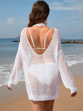 Backless Boat Neck Long Sleeve Cover Up Swimwear Cover-Ups
