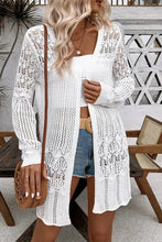 Openwork Open Front Long Sleeve Cardigan Woman Outerwear