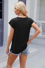 Pocketed Heathered Cap Sleeve T-Shirt Woman T Shirts