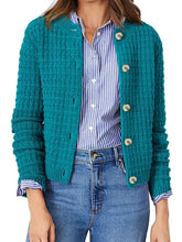 Textured Knit Button-Front Cardigan Peacock Blue Cardigans