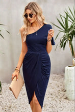 Devine Ruched One-Shoulder Tulip Hem Dress Cocktail Dress