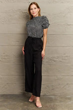 Perfee Printed Round Neck Puff Sleeve Blouse Woman Blouses