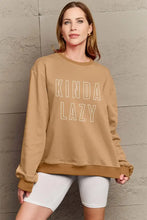 Simply Love Full Size KINDA LAZY Round Neck Sweatshirt Camel Woman Sweatshirts