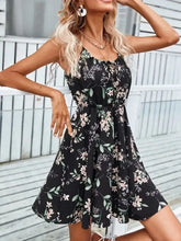 Floral Print Spaghetti Strap Summer Mini Dress Casual Dresses