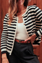 Striped Button Down Cardigan Woman Outerwear