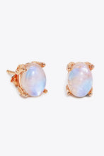 Natural Moonstone 4-Prong Stud Earrings Rose Gold One Size Earrings