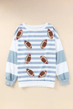 Football Striped Round Neck Long Sleeve Sweatshirt Woman Sweatshirts