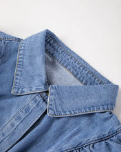 Ruffled Collared Neck Long Sleeve Denim Top Woman Denim Tops